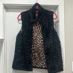 Betsey Johnson Black Fur Vest